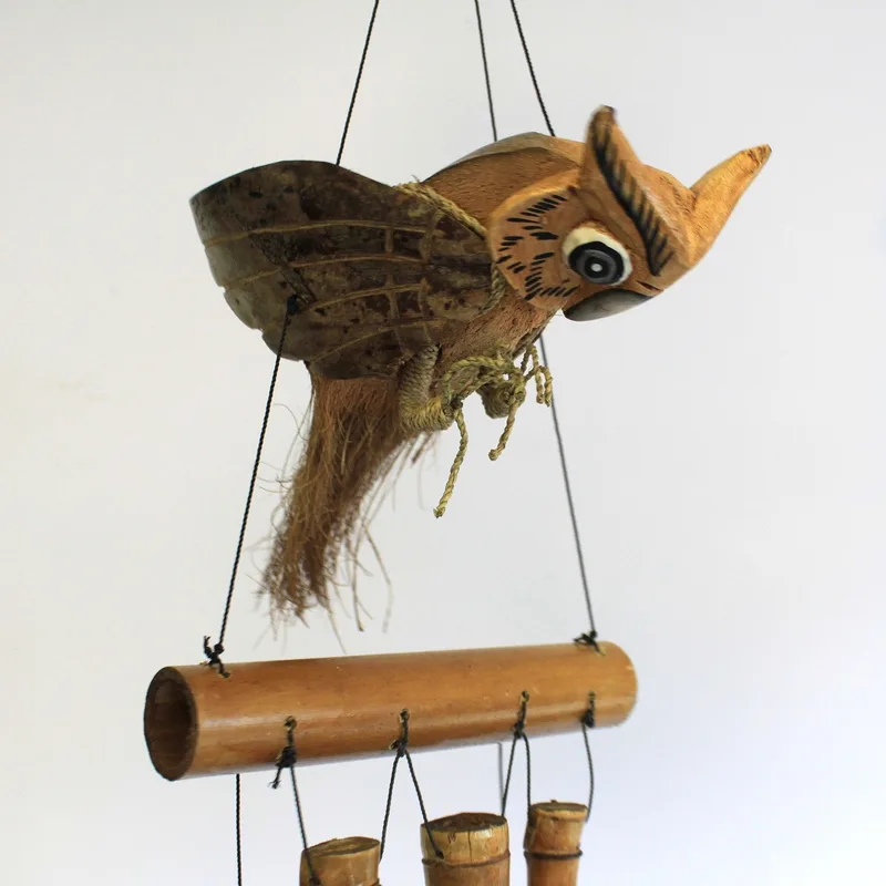 1x Coconut Owl Windchimes — foto 1