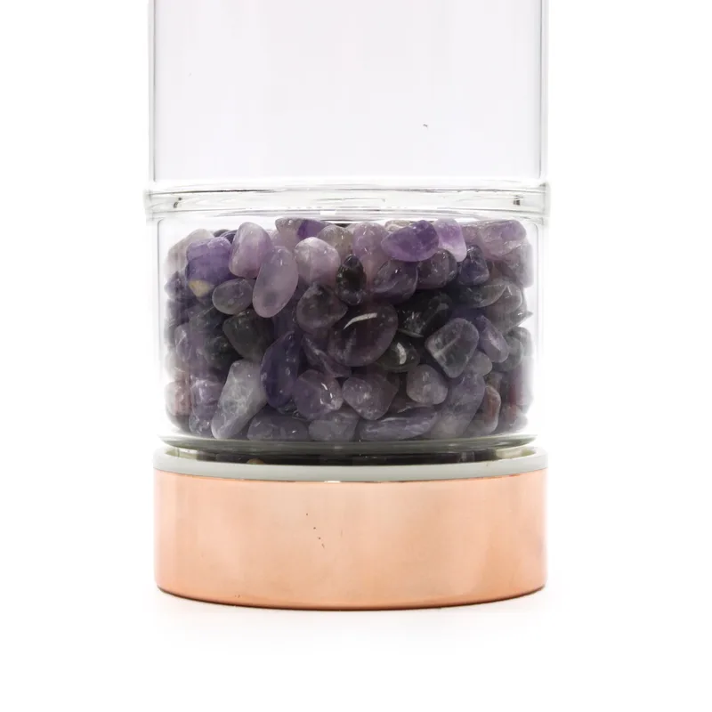 Crystal Glass Tè Infuser Bottle Rosa Oro Amethyst — foto 6