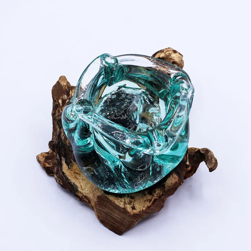 Molten Glass Chunky Ashtray / Candela Porta on Legno 23cm — foto 5