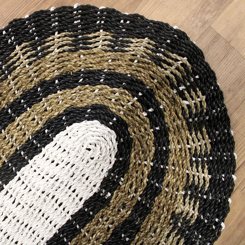 Oval Seagrass Nero Bianco & Tan Classic 60x120cm — foto 1