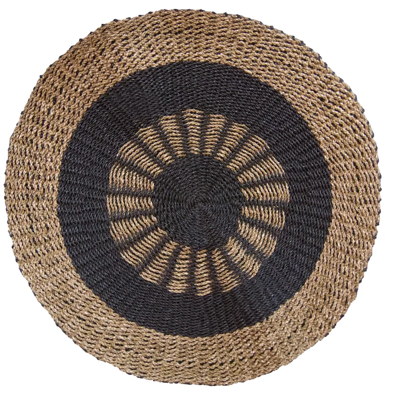 Round Seagrass Nero & Tan Inner Sun 1m