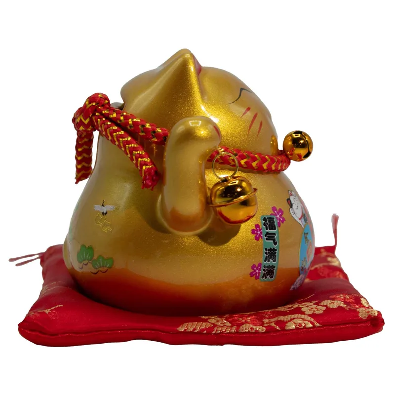 Ceramic Money Cat Bank Oro on Cushion — foto 1