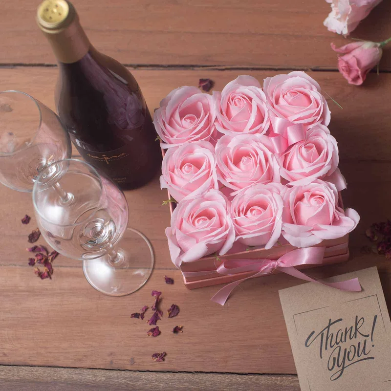 Sapone Fiore Gift Bouquet 9 Pink Roses Square — foto 3