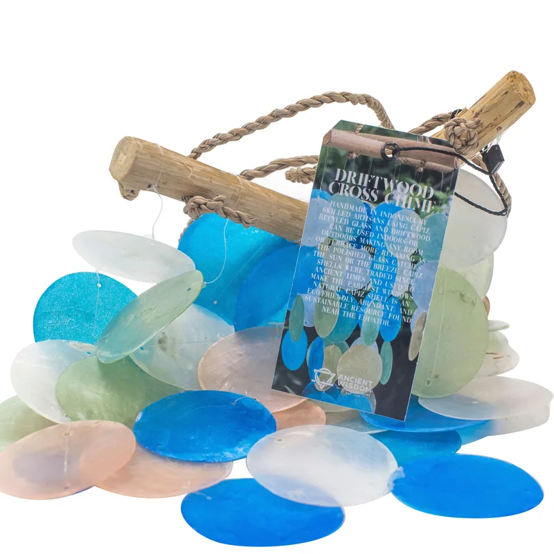 Blu & Pearl Driftwood Cross Chime