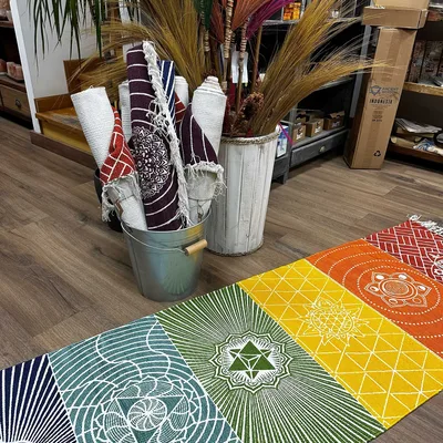 100% Cotton Yoga Rug - 60x200cm - 7 Chakras — foto 4