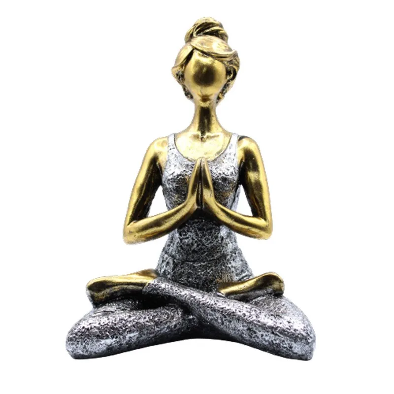 Yoga Lady Figure Bronze & Argento 24cm