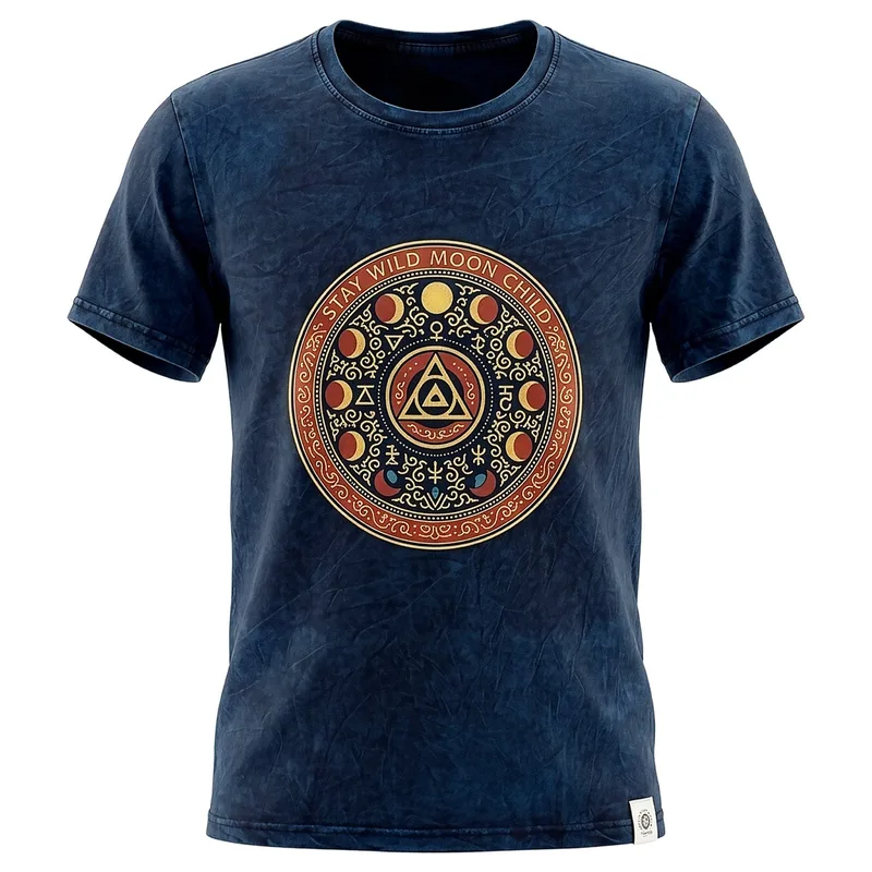 Nomad Sari Stonewashed Cotton T-Shirt Stay Selvatico Moon Child Blu XL — foto 3