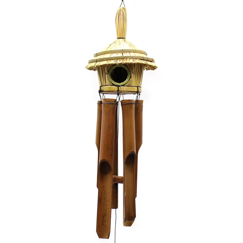 Round Seagrass Bird Scatola with Chimes 45x17cm — foto 3