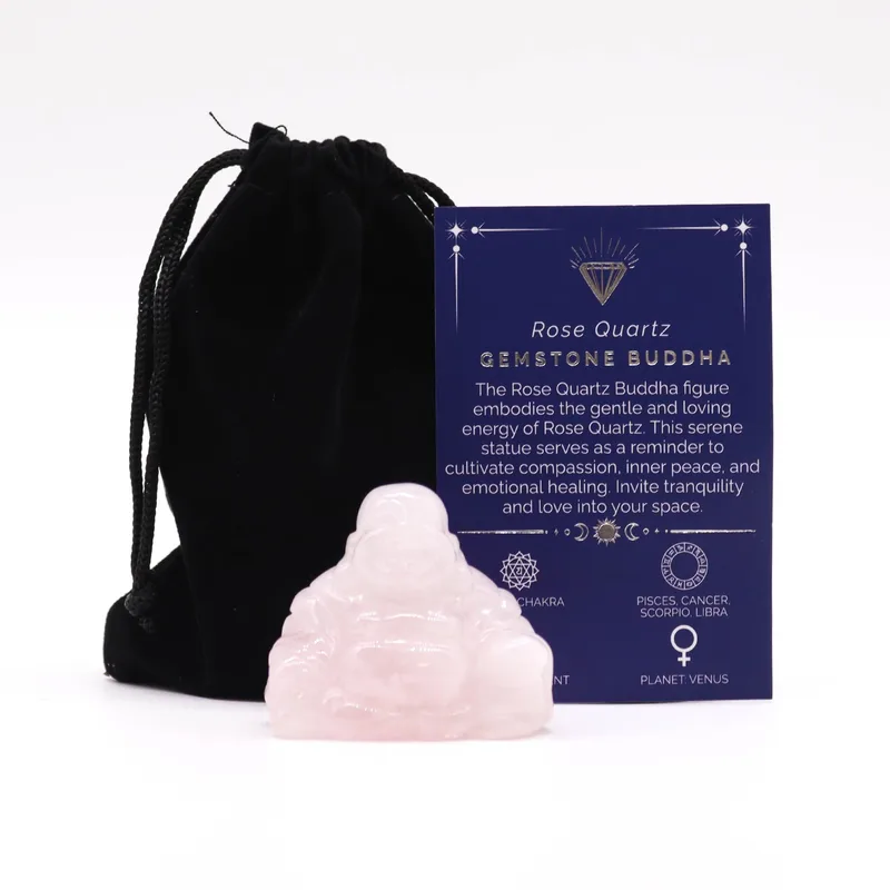 Gemstone Large Buddha Rosa Quartz 50x40x20mm