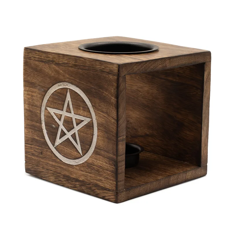 Large Square Mango Legno Olio Burner- Pentagon — foto 3