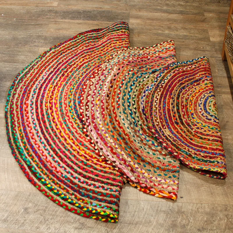Round Jute and Recycled Cotton Rug 90 cm — foto 3