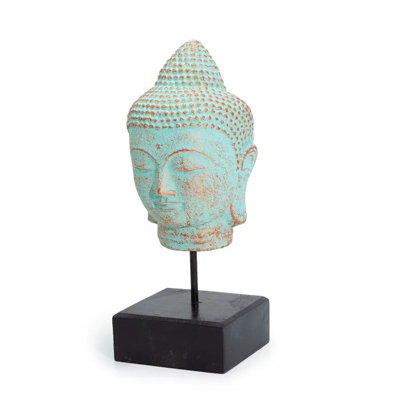 Stillness Buddha Head on Stand Verde Copper — foto 3