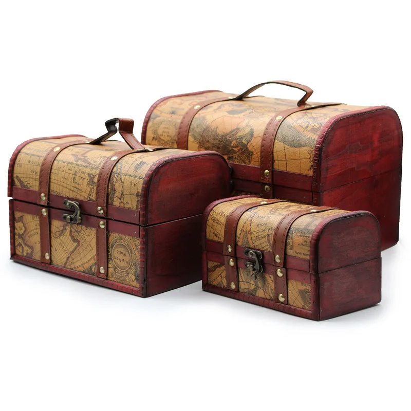 Old Map Chest Set of 3 — foto 3