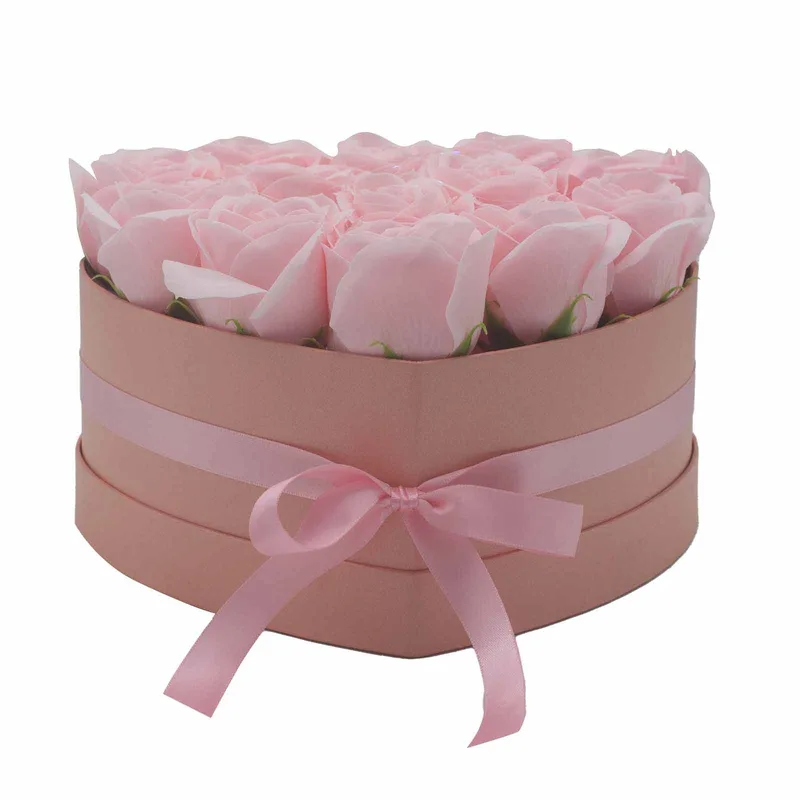 Sapone Fiore Gift Bouquet 13 Pink Roses Heart — foto 6