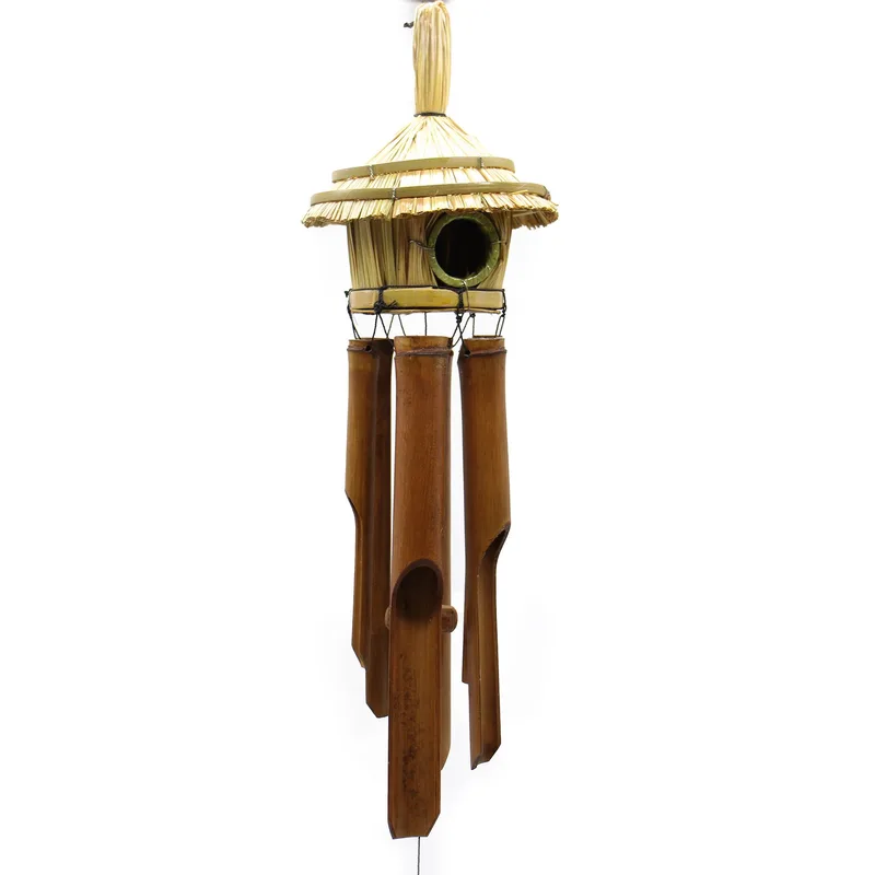 Round Seagrass Bird Scatola with Chimes 45x17cm — foto 2