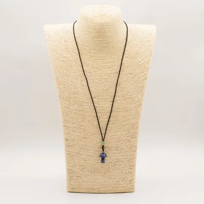 Collana con Ciondolo Pietra Naturale – Sodalite a Forma di Fungo — foto 1