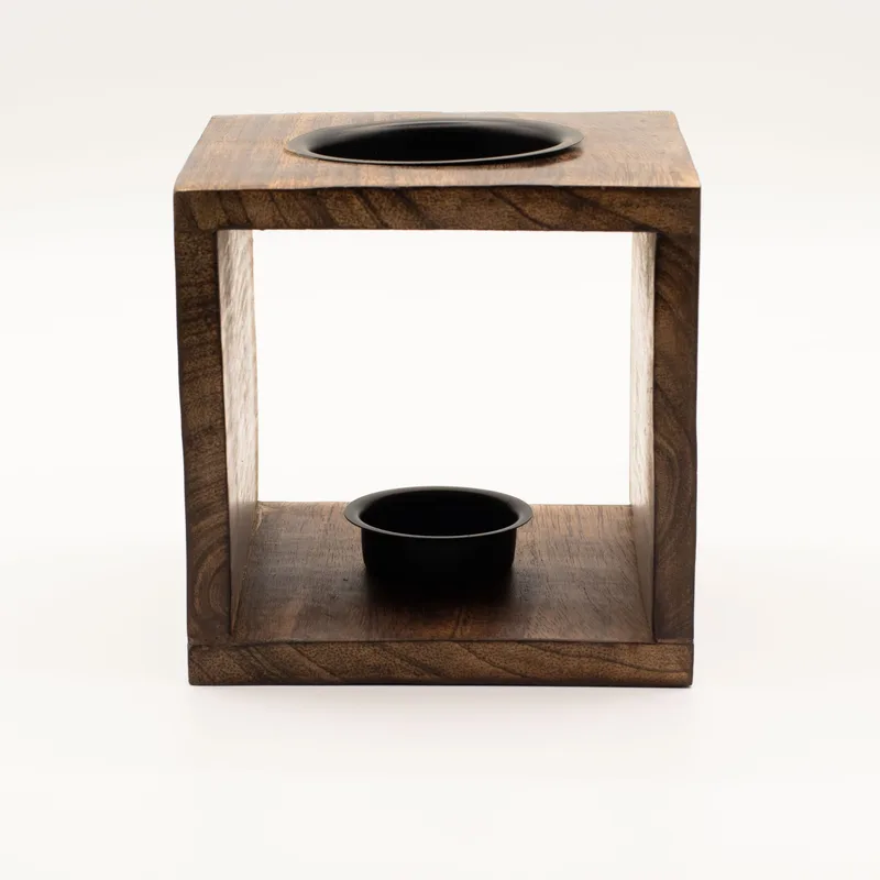 Large Square Mango Legno Olio Burner- Buddha Face — foto 3