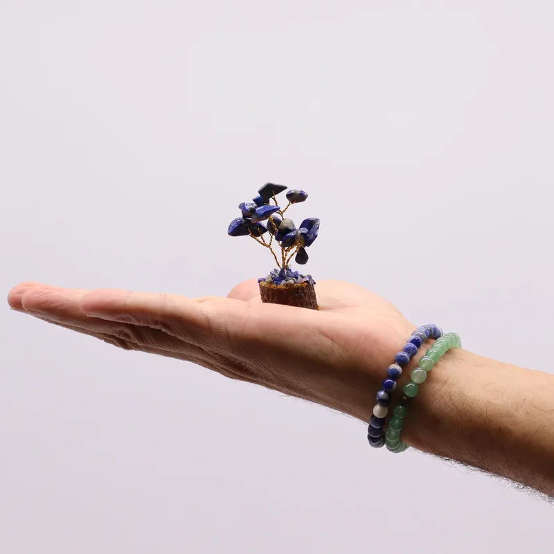 Mini Gemstone Trees On Legno Base - Sodalite (15 stones) — foto 3