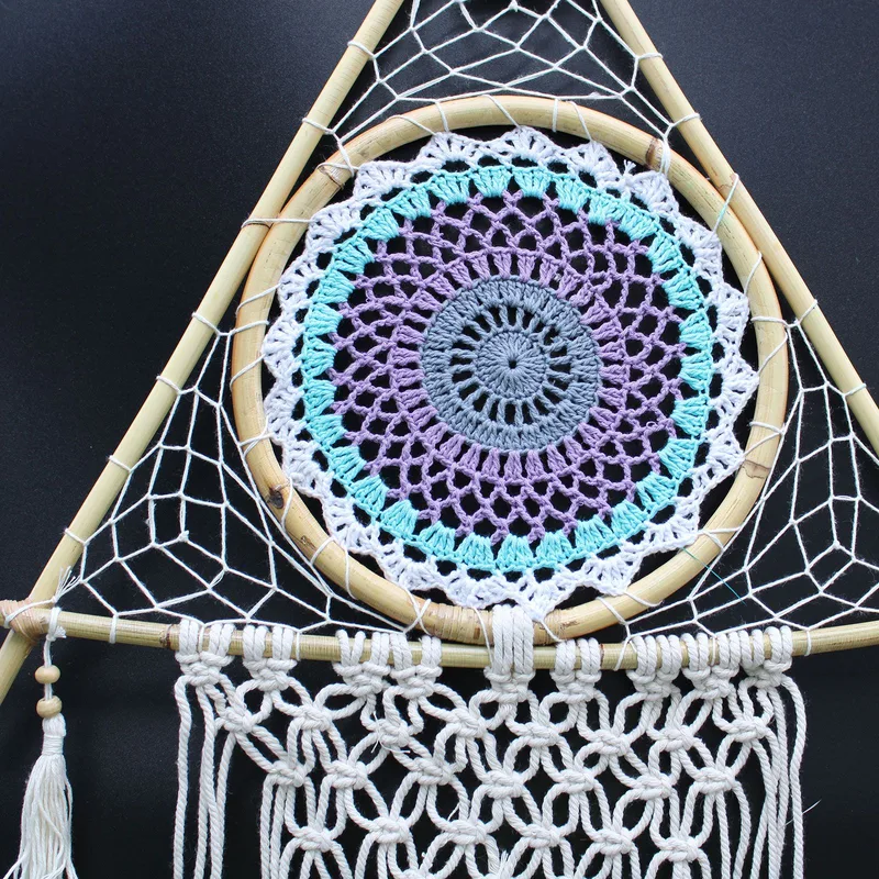Protection Dream Cather Lrg Macrame Pyramid White/Turquoise — foto 1
