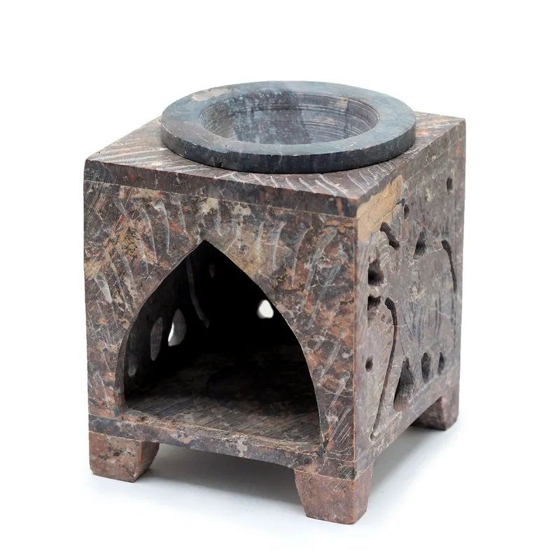 Square Soapstone Olio Bruciatore 10x7.5cm Elephant — foto 1