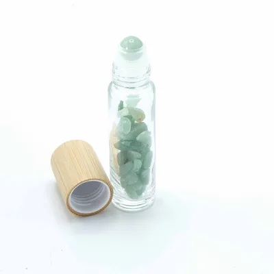 Borraccia Roll-On con Pietra Naturale Essenziale – Avventurina – Cappuccio in Legno + Punta Roll-On in Pietra per Bottiglia da 5 ml – Avventurina — foto 3