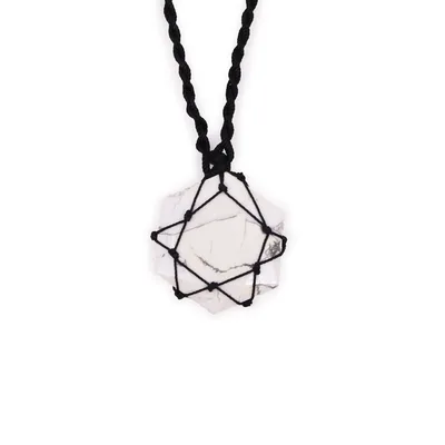 Laced Gemstone Hexagon Pendant - Bianco Howlite