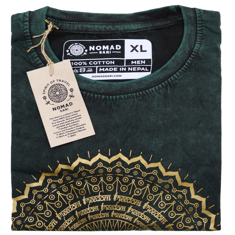 Nomad Sari Stonewashed Cotton T-Shirt – Mandala – Verde – XL — foto 2