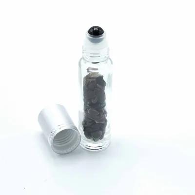 Gemstone Essenziale Olio Roller Bottle - Nero Tourmaline - Argento Cap + Gemstone Roller Tip for 5ml Bottle - Nero Tourmaline — foto 2
