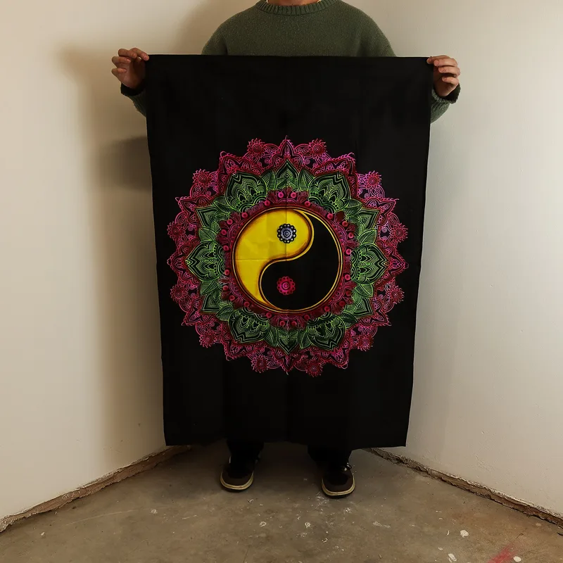 Arte Murale in Cotone (70x110cm) – Ying e Yang Mandala — foto 1