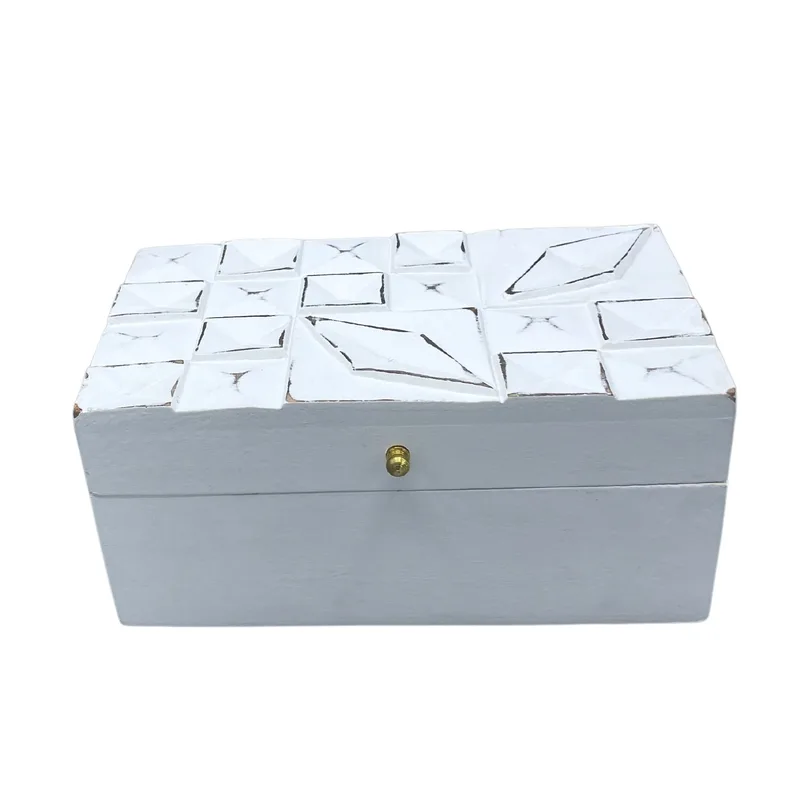 Vintage Deco Multi Purpose Scatola 22x12x10cm Bianco Diamonds — foto 1