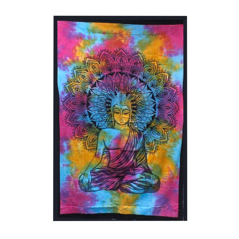 Double Cotton Bedspread + Wall Hanging Peaceful Buddha 230cm x 200cm — foto 3