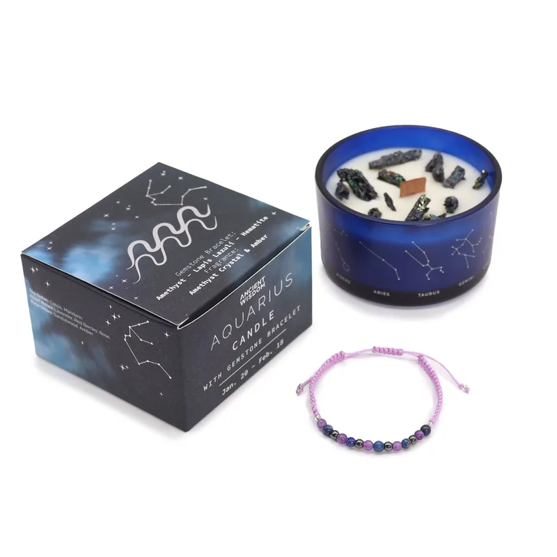 Zodiac Crystal Candela with Gemstone Bracelet Aquarious — foto 4