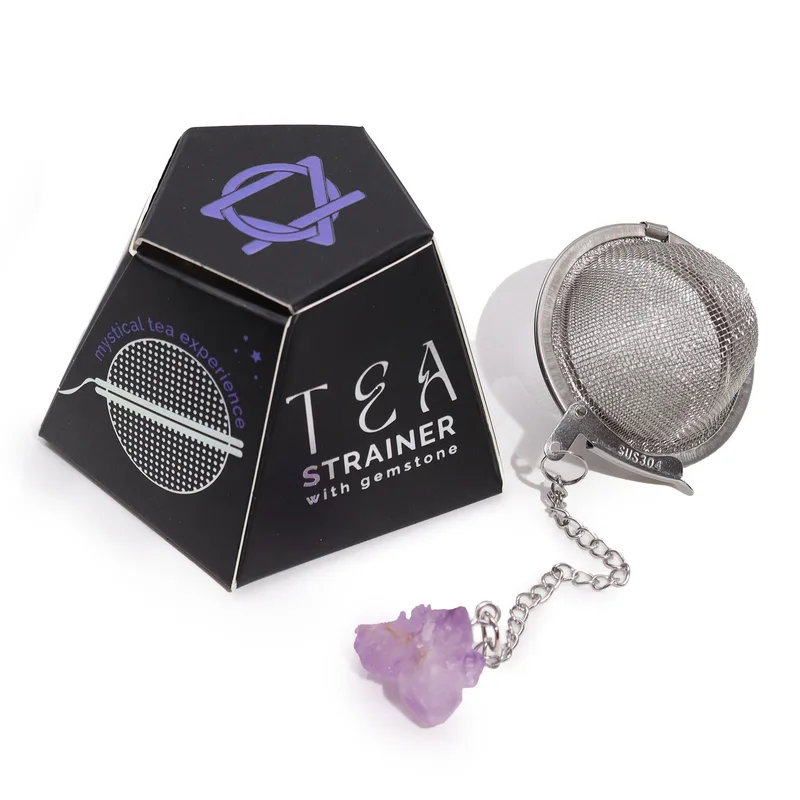 Raw Crystal Gemstone Tè Strainer - Amethyst Cluster