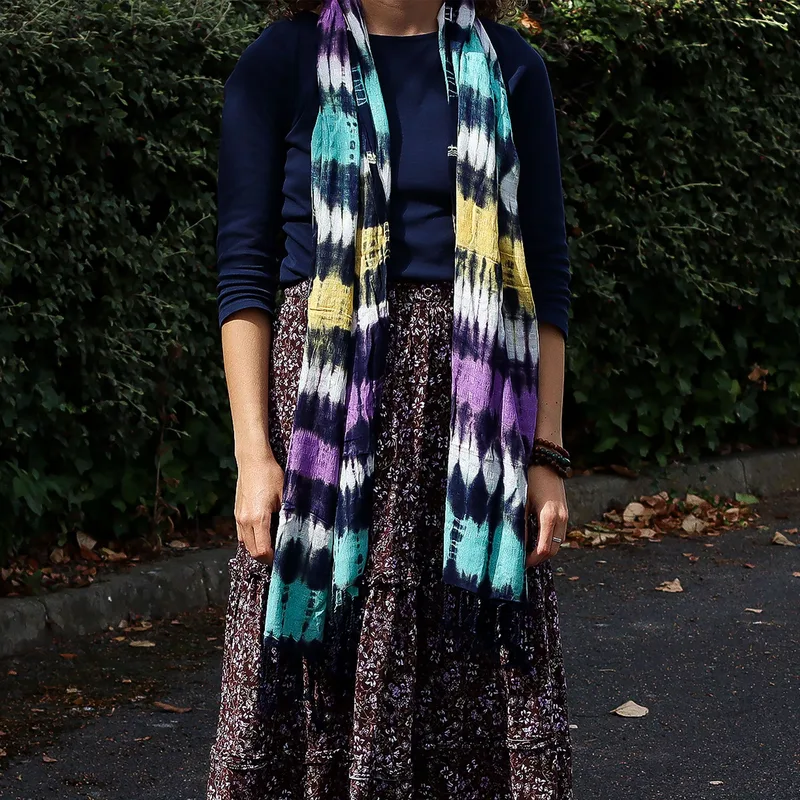 Boho Java Art Stole/Scarf - Multi Stripes - 62x200cm — foto 4