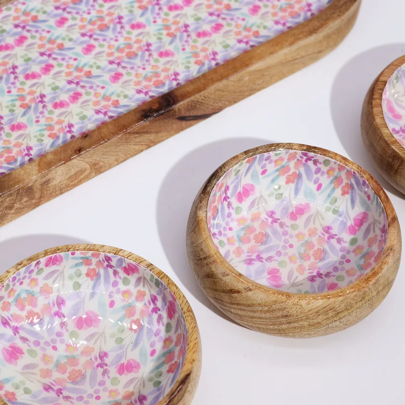 Mango Legno Tray with 3 Bowls Pretty Floral — foto 1