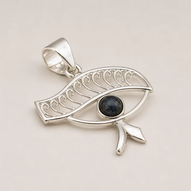 Indian Devotional Pendant Argento Plated Cleopatra Eye Iolite — foto 5