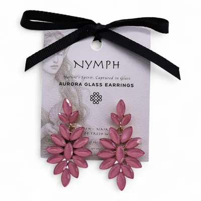 Soft Pink Vintage Glass Long Drop Earrings — foto 2