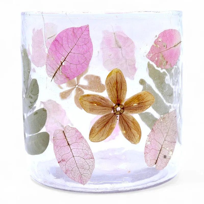 Naturale Floral Glass - Straight Candela Porta - Primavera - (8x8cm) — foto 1