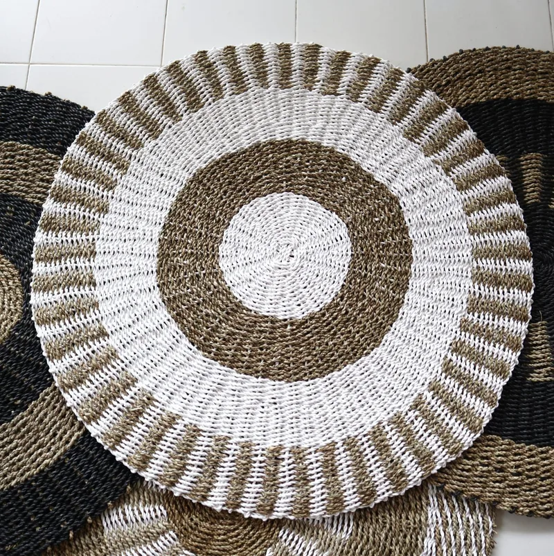 Round Seagrass Bianco & Tan Sun 1m — foto 3