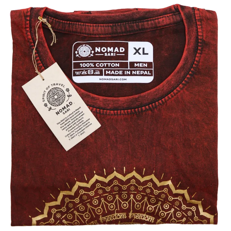 Nomad Sari Stonewashed Cotton T-Shirt – Mandala – Maroon – XL — foto 3