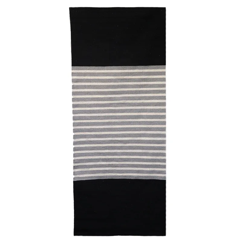 Tappeto in Cotone Indiano 70x170cm Nero/Grigio — foto 4