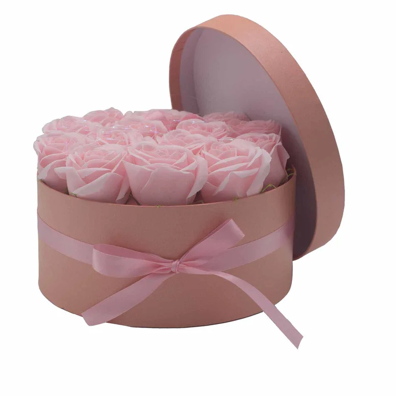 Sapone Fiore Gift Bouquet - 14 Pink Roses - Round — foto 4