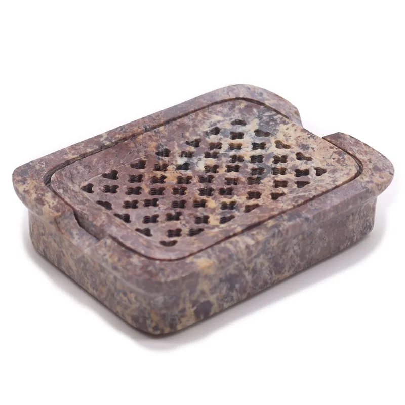 Soapstone Sapone Dish & Drainer 11x8cm- Classic Square