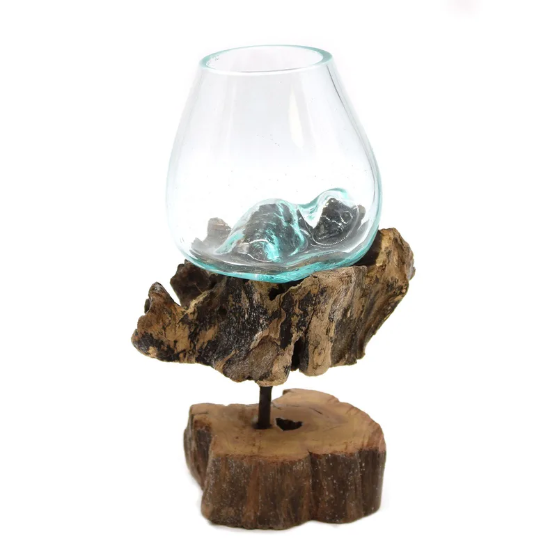 Molten Glass on Legno with Stand Medium Bowl