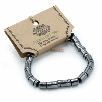 Bracciale Shamballa in Ceramica Magnetica Hematite - Cilindri e Cerchi — foto 1