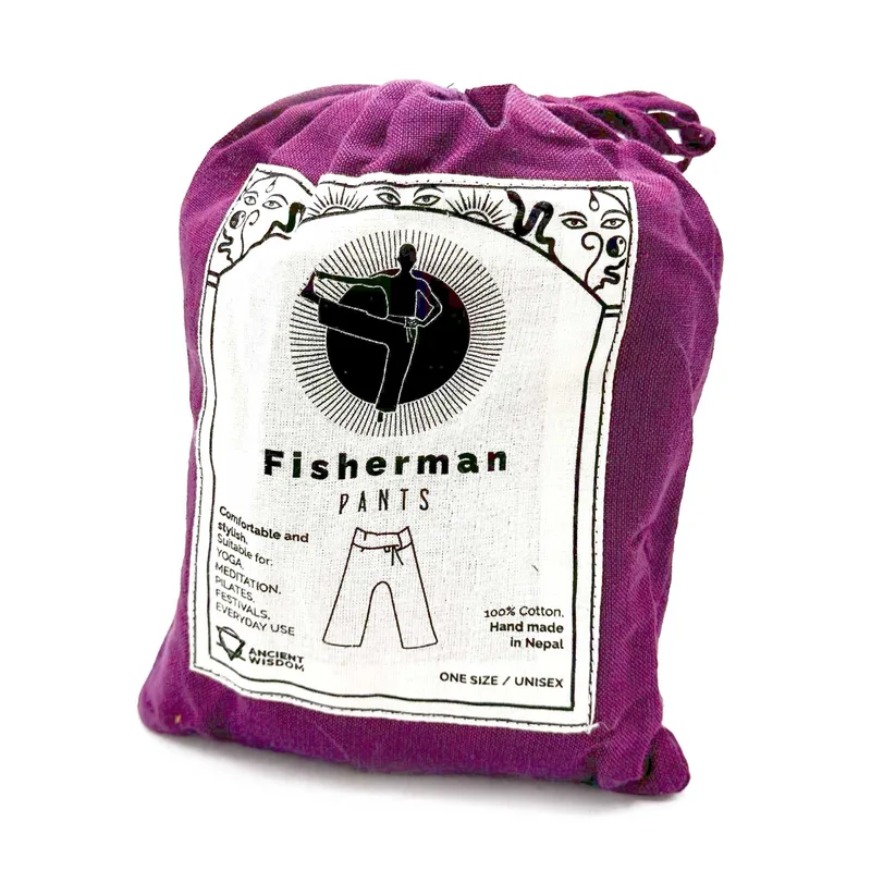 Yoga and Festival Pants Thai Fisherman Mandala Mantra on Purple — foto 1