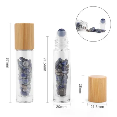 Olio Roller Bottiglia con Pietra Naturale – Sodalite – Cappuccio in Legno + Punta Roller in Pietra per Flacone da 5 ml — foto 2