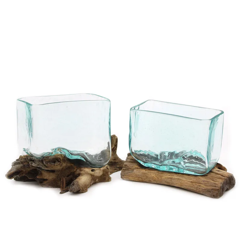 1x Molten Glass Tank on Legno with Stand Large Bowl — foto 2