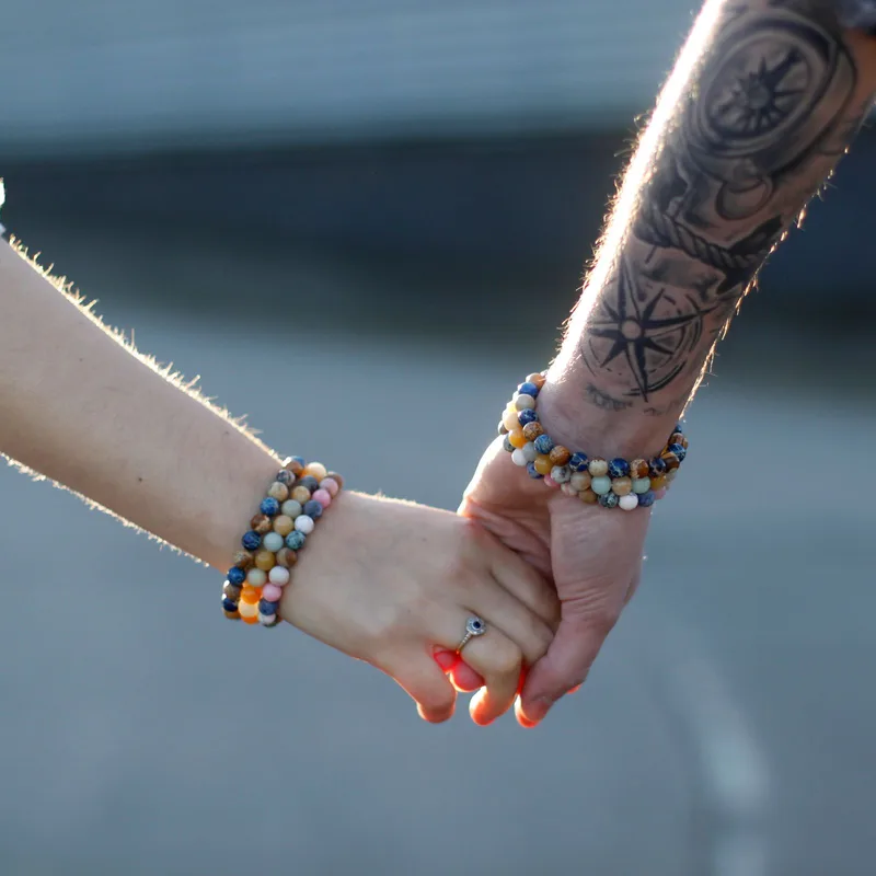 Set di 2 Braccialetti Amicizia con Pietre Preziosa – Lealtà – Amazonite e Giada Gialla — foto 2