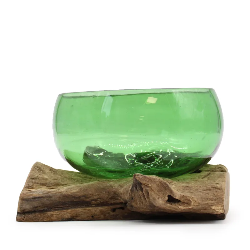 Recycled Beer Bottles Wide Bowl on Legno